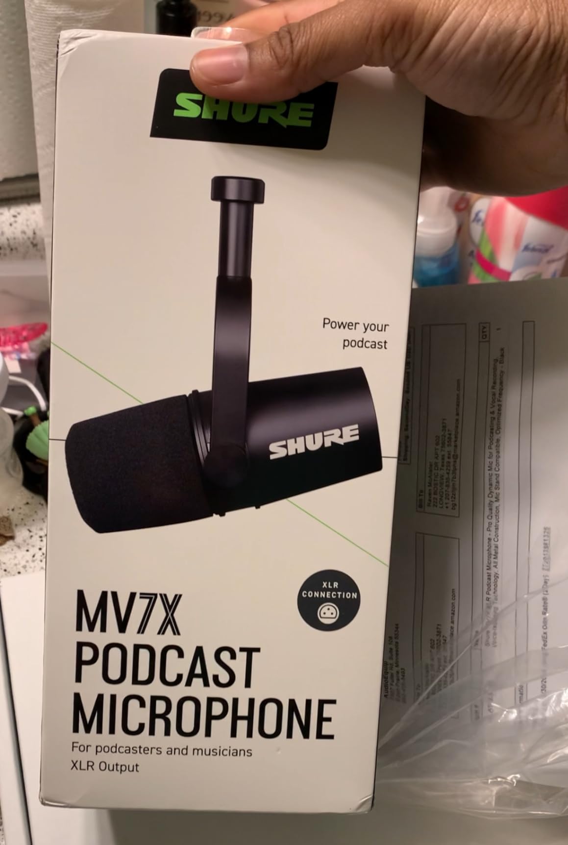 Shure MV7X XLR Dynamic Microphone for Podcasting, Streaming & Vocal Recording - Voice-Isolating Cardioid Mic with Broadcast-Style Design & All-Metal Construction, Black customer photo 1