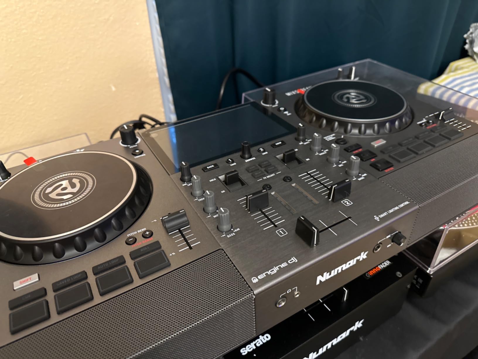 Numark Mixstream Pro Go Portable DJ Controller with Battery, Mixer with Stem Separation, Speakers, WiFi Streaming, Touchscreen, works with Serato DJ customer photo 1