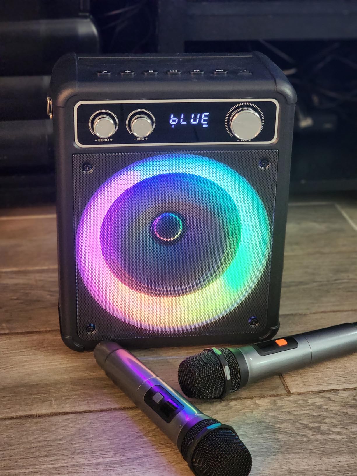 VOSOCO Karaoke Machine, Bluetooth Speaker with 2 Wireless Mics for Adults | 2026 Portable PA System with LED Light, Supports TWS Echo Adjustment TF USB AUX Inputs for Birthday Home Party Outdoor Travel customer photo 1