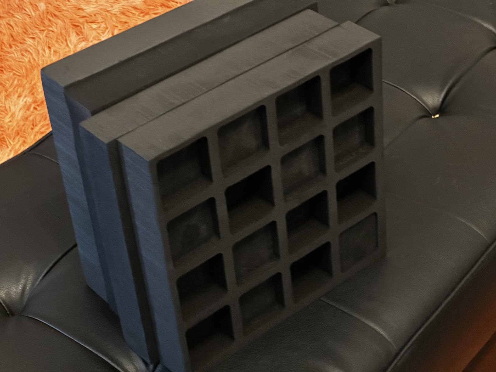 Waffle Acoustic Diffuser Panels, 4-Piece Kit, 24 x 24 in, Black - QRD-Inspired Sound Diffuser for Studios and Home Theaters customer photo 2