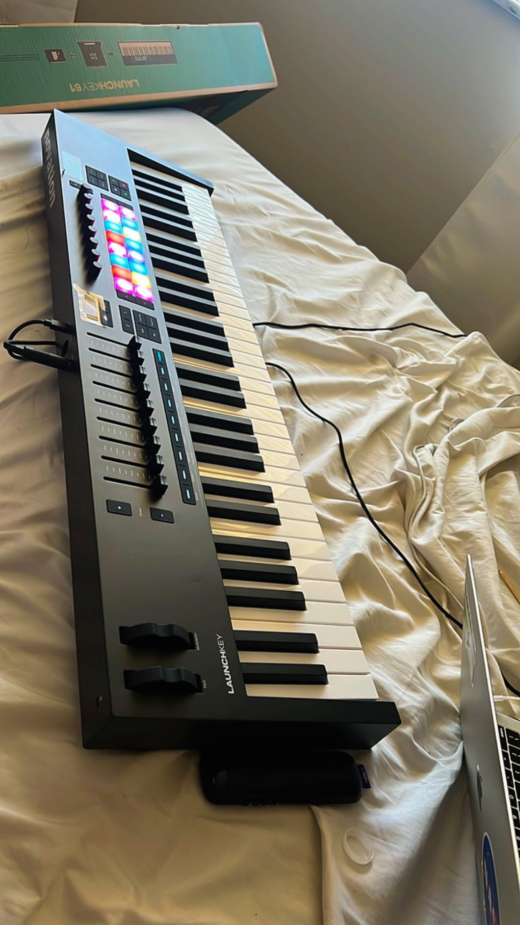 Novation Launchkey 61 MK4 - 61 key Semi-Weighted, USB, MIDI Keyboard Controller with DAW Integration. Chord & Scale Modes, 8 Drum Pads, & Arpeggiator - Includes Software Bundle for Music Production | 61 Semi-Weighted Waterfall Keys, 16 Velocity-Sensitive, Aftertouch-Enabled Pads, Generative Arpeggiator with Per-Step Editing customer photo 1