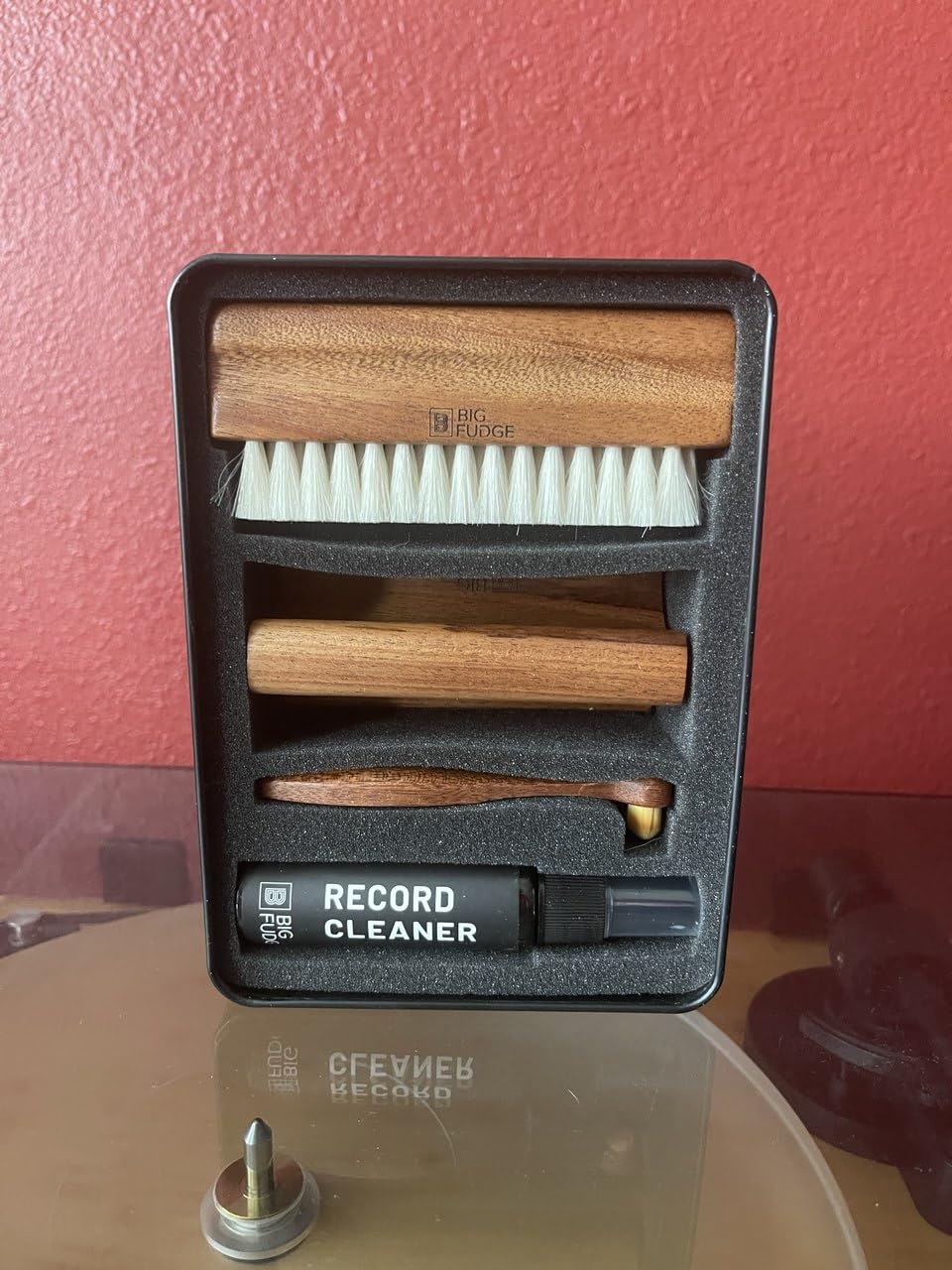 Vinyl Record Cleaning Kit - Collector's Edition - 100% Sapele Wood Vinyl Accessories - Velvet Vinyl Record Cleaner, Anti-Static Vinyl Brush, Stylus Brush and Vinyl Cleaner Solution w/Case customer photo 1