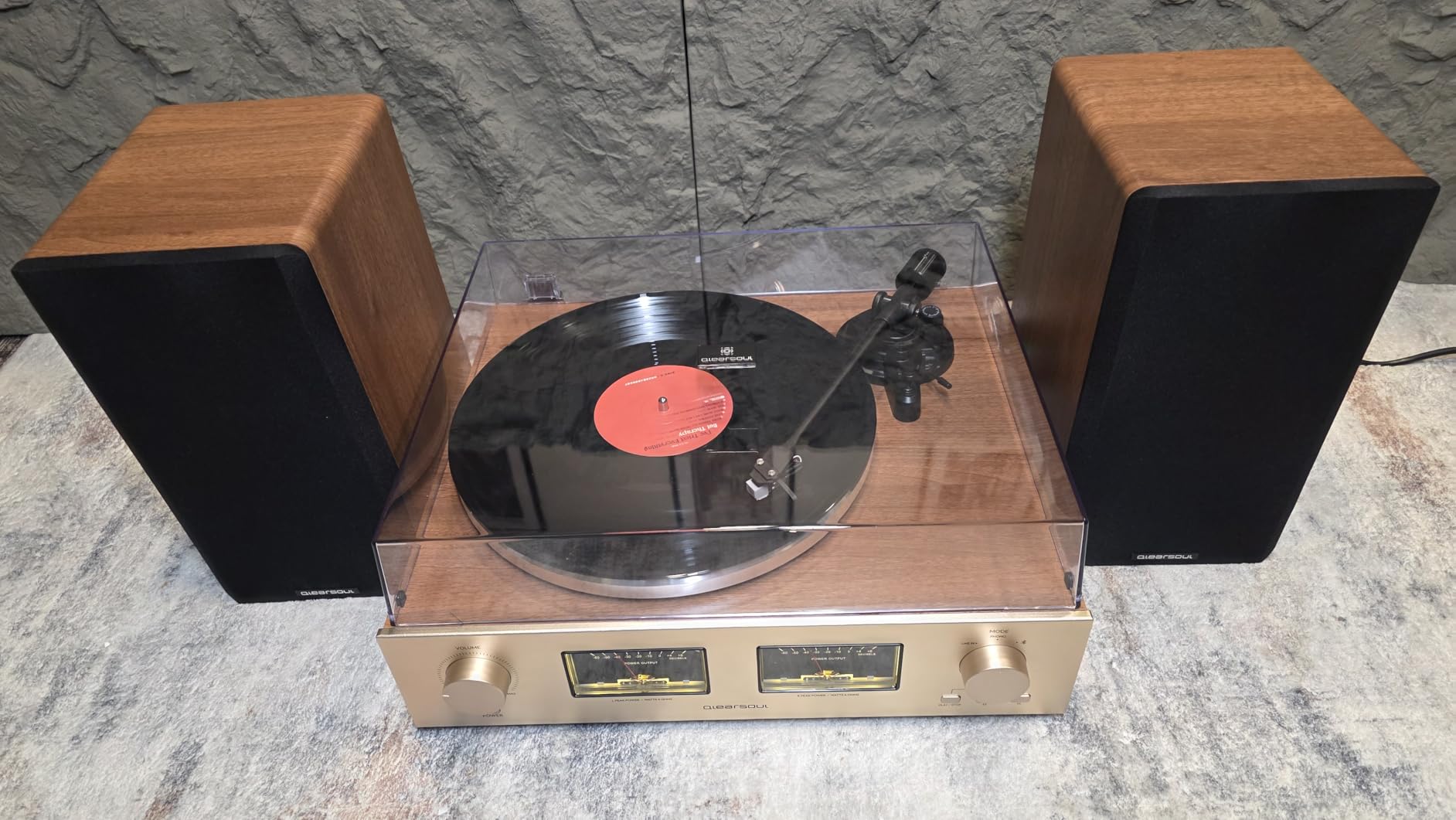 QLEARSOUL HiFire X Vinyl Record Player with 100W Speakers & VU Meter | Audiophile HiFi Turntable System, 100W RMS Bookshelf Speakers, DSP Preamp, 33/45 RPM, RCA Line In/Out customer photo 2