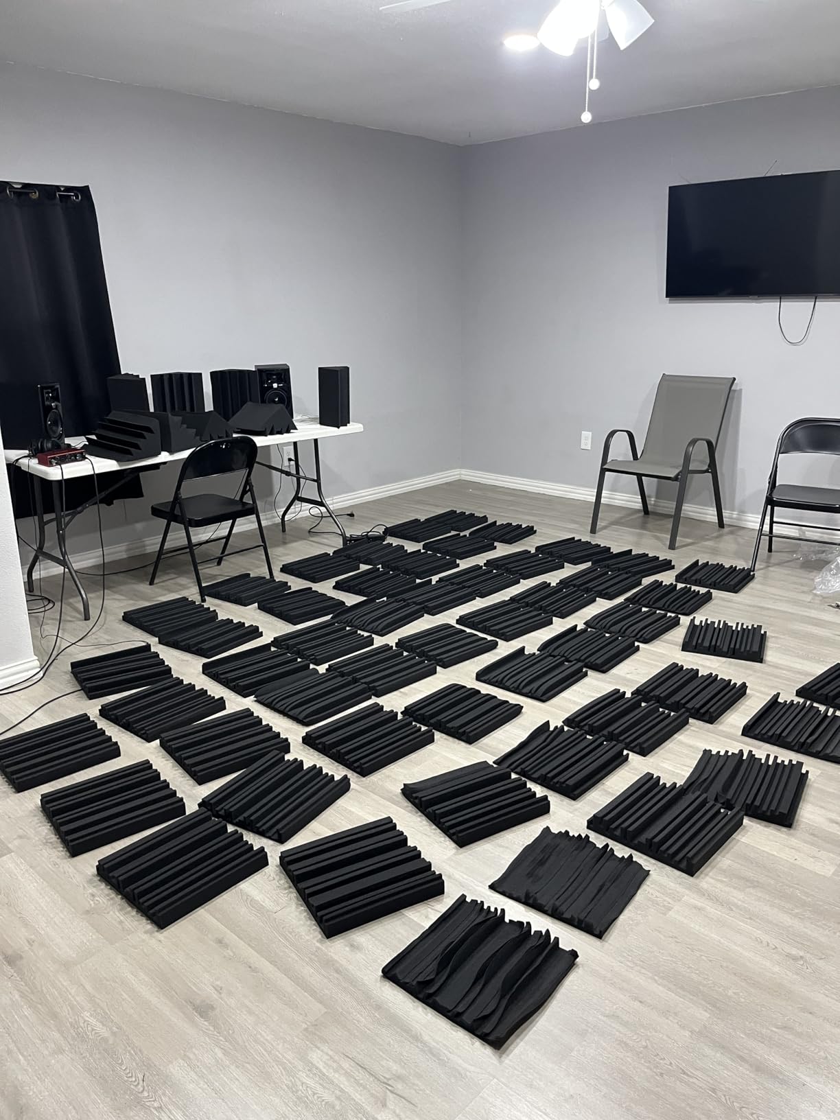 TroyStudio Thick Acoustic Foam Panels, 12 X 12 X 2 Inch 52 Pcs Broadband Sound Absorbing Foam, Dense Soundproof Padding Tile, Recording Studio Foam Absorber customer photo 2