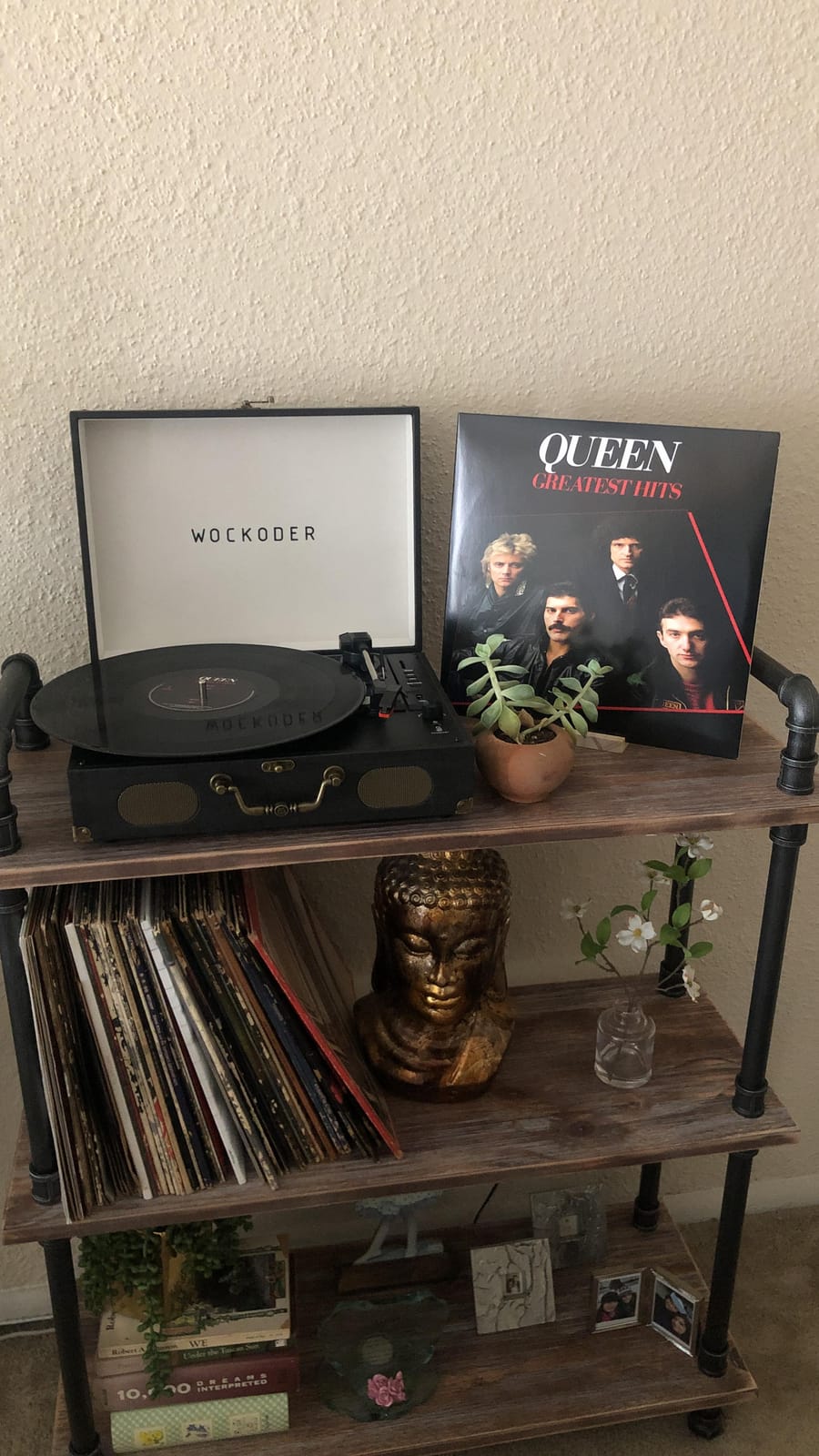 Record Player with Passive Bookshelf Speakers Belt-Drive Vintage Turntable for Vinyl Records External Dual Stereo Speakers LP Players 3 Speed Wireless AUX Headphone Input Auto Stop Retro Black Wooden customer photo 2